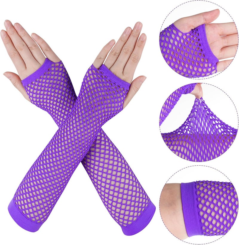 Miayon Leg Warmers Fishnet Gloves Fingerless Set Knit Long Socks for Women Girls 80s 90s Party Accessories Halloween - Image 5